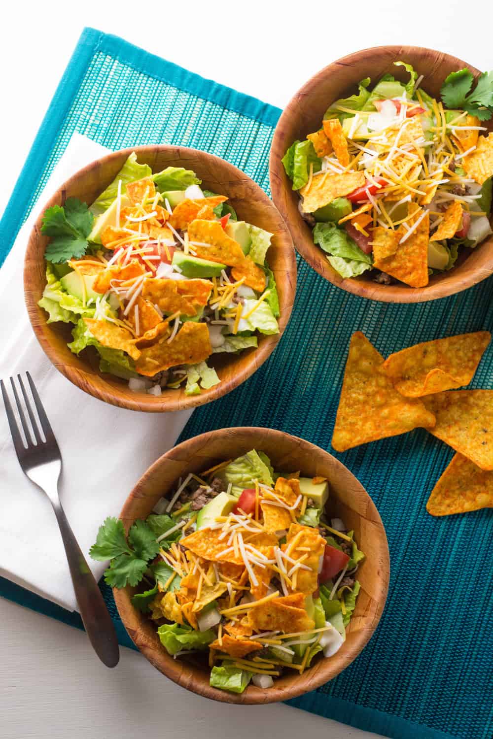 Taco Salad with Nacho Cheese Tortilla Chips Wok & Skillet