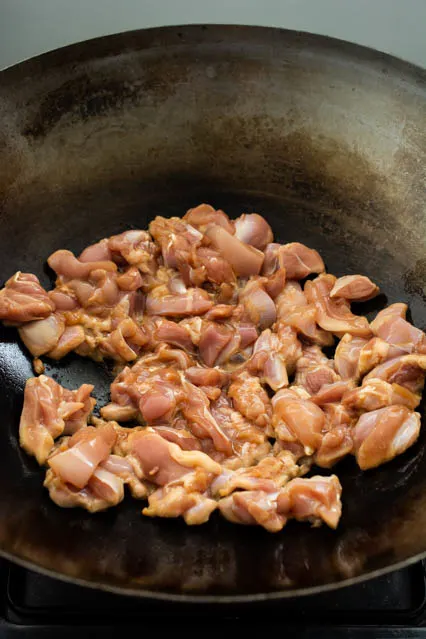 teriyaki chicken in a wok