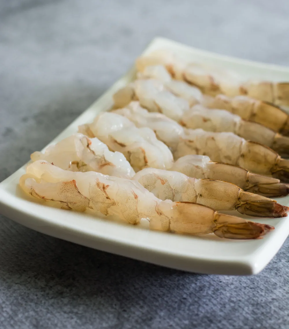 prepared shrimp for Shrimp Tempura
