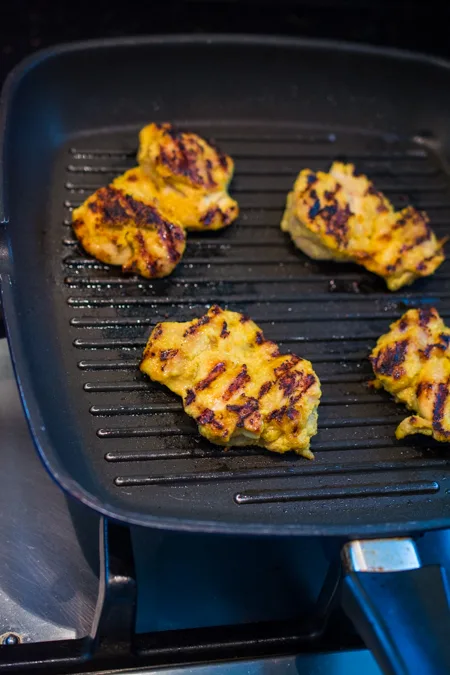 Chicken Satay Burger - Savory marinated chicken satay with spicy peanut sauce...in a burger. No sticks required!