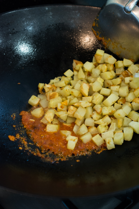 Spicy Fried Potatoes (Indonesian Sambal Goreng Kentang) is the Indonesian version of home fries. It's spicy, sweet and tangy. Serve as a side dish, or enjoy over steamed rice. 