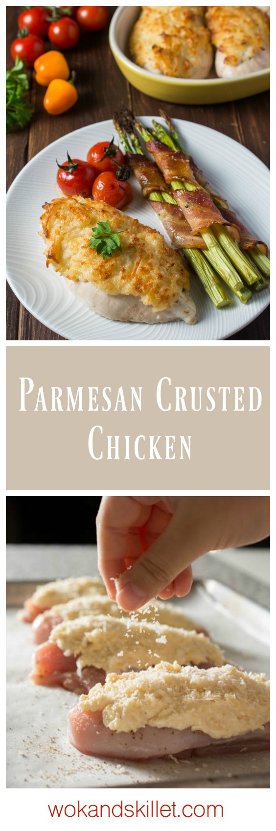 Parmesan Crusted Chicken is guaranteed to turn out super-moist and juicy every single time. Takes just minutes to prepare, which makes it perfect for a family weeknight meal yet it is elegant enough for your next romantic evening in.