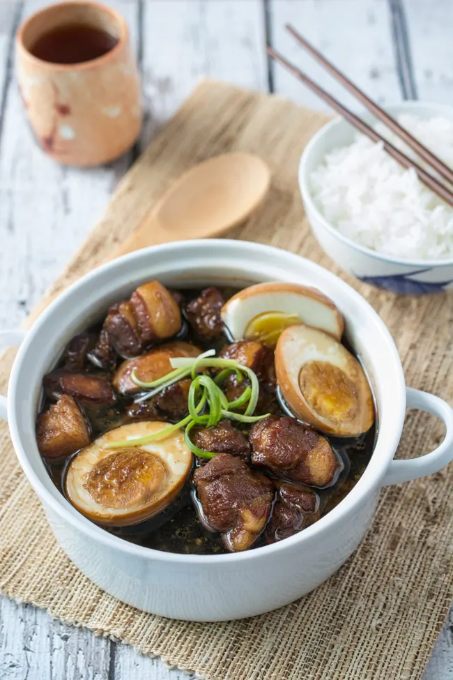 Tau Eu Bak (Pork Belly Braised In Soy Sauce) is a popular and well-loved dish among the Malaysian Chinese community. Tender pork belly slowly braised in a light soy sauce broth with a hint of garlic. 