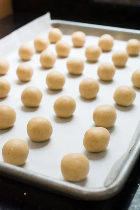 chinese peanut cookies on a baking tray