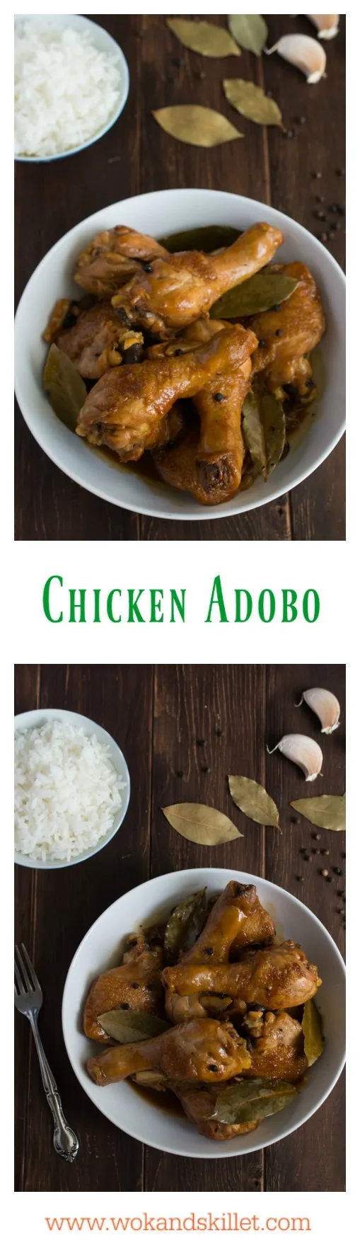 Chicken Adobo is a Filipino classic that has been dubbed the unofficial dish of the Philippines. A simple blend of soy sauce, garlic, vinegar with bay leaves and whole peppercorns yields one of the most incredible sauces you have ever tasted.