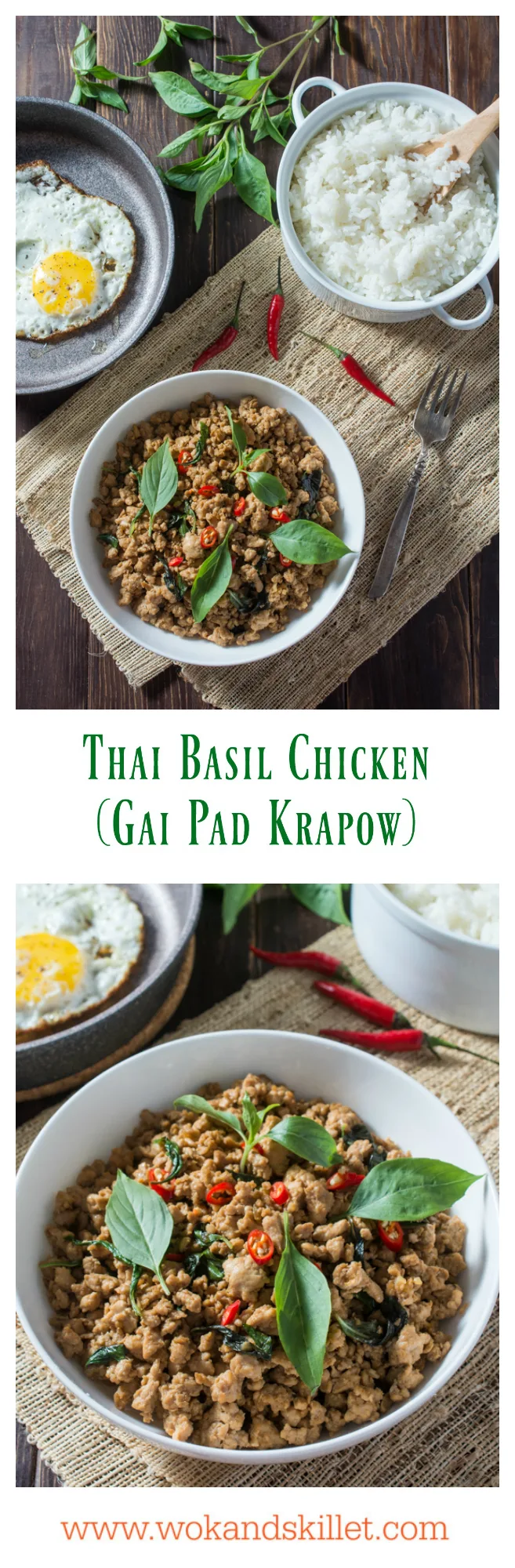  Thai Basil Chicken (Gai Pad Krapow) is a classic Thai stir-fry where the amazing aroma of basil pairs so well with the savory sauce. Serve over steamed jasmine rice and top with a fried egg for the ultimate Thai comfort food.