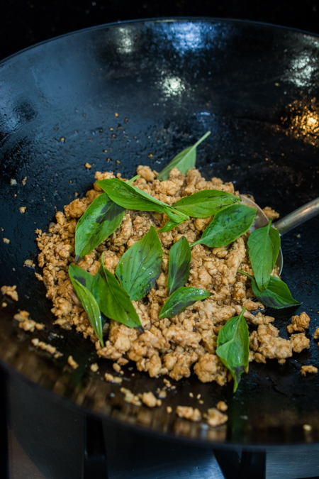 Thai Basil Chicken (Pad Krapow Gai or Gai Pad Krapow) is a classic Thai stir-fry where the amazing aroma of basil pairs so well with the savory sauce. Serve over steamed jasmine rice and top with a fried egg for the ultimate Thai comfort food; all ready in less than 20 minutes! 