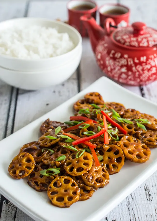 Stir Fried Lotus Root in Garlic Sauce Wok & Skillet
