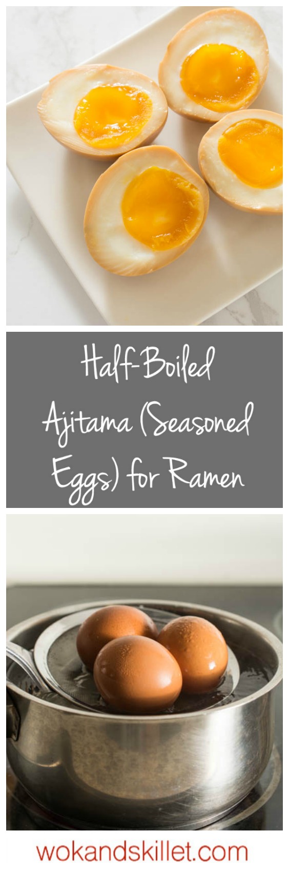Half-Boiled Ajitama (Seasoned Ramen Eggs) have slightly firm egg whites and luscious custard-like yolks. The sweet soy seasoning gives them unbelievable flavor. Famously used as a topping for ramen but can be enjoyed as a snack anytime. 