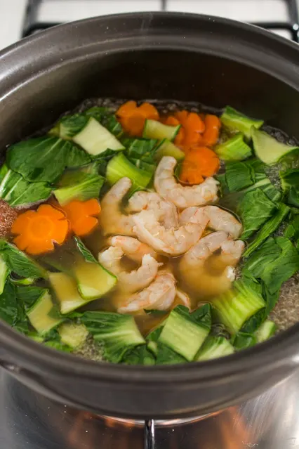 soup with vegetables and shrimp