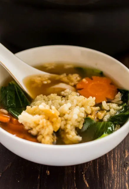 sizzle rice soup in a single bowl