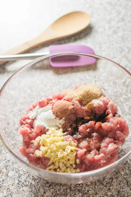 ground pork with minced garlic, brown sugar and spices