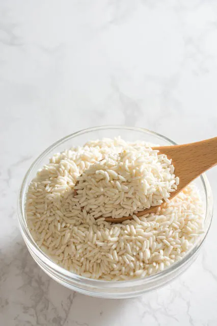 glutinous rice with wooden spoon
