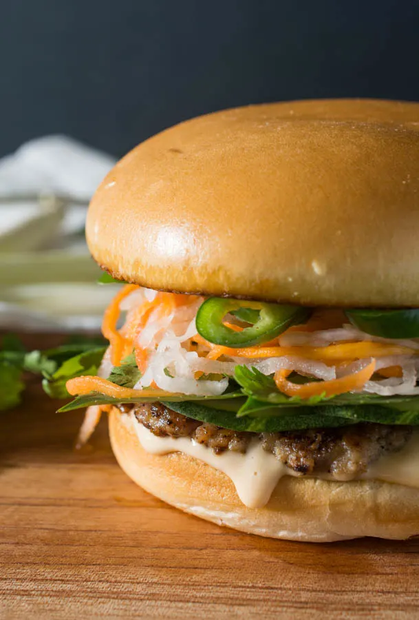 Vietnamese Lemongrass Pork Banh Mi Burger