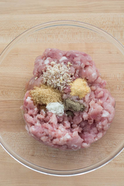 ground pork with spices in a bowl