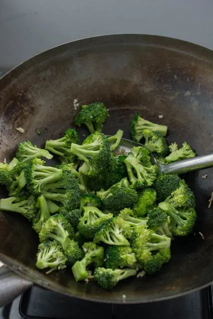 broccoli in a wok
