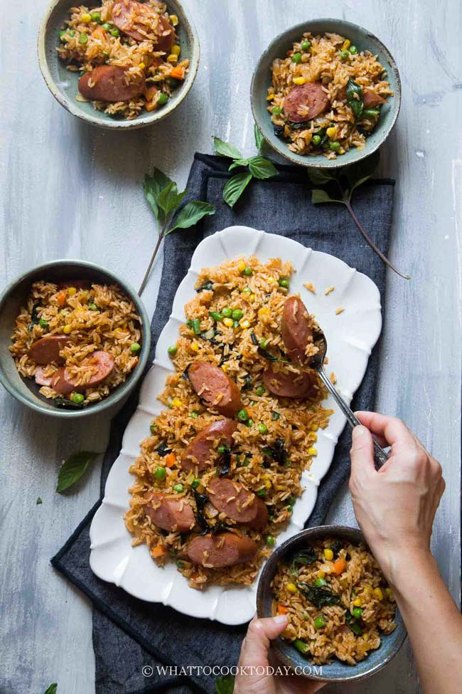 Thai Red Curry Sausage Fried Rice Recipe