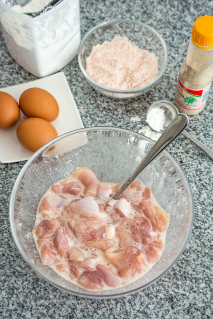 marinating chicken for General Tso’s Chicken 