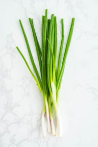 scallions on marble