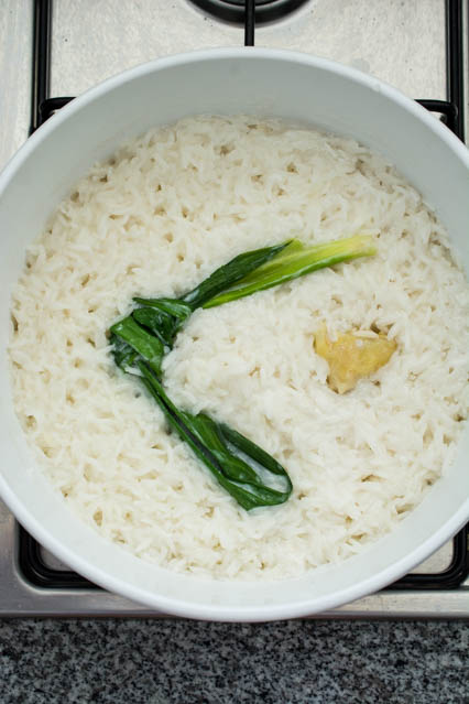 nasi lemak on stovetop