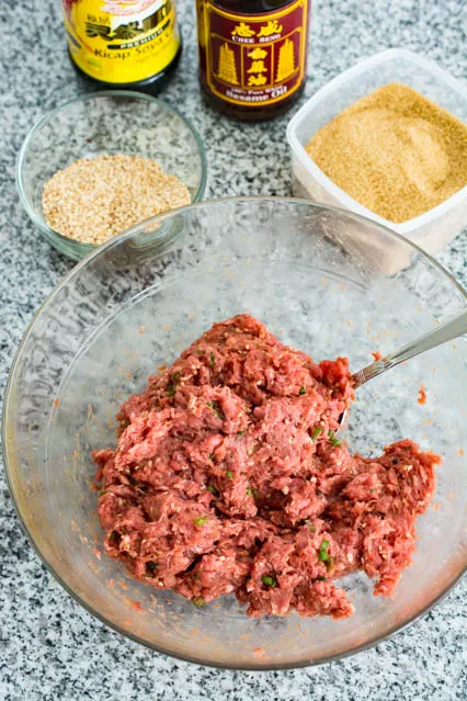 ground beef mixture for bulgogi burgers