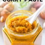 homemade thai yellow curry paste pin