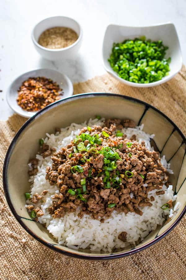 korean beef bowl closeup