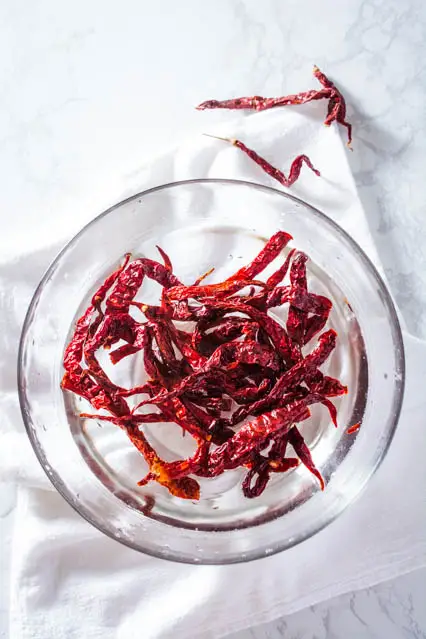 soaking dried red chili