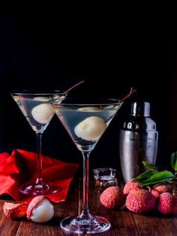 lychee martinis with fresh lychee