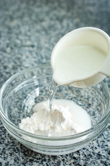 mixing rice flour with water