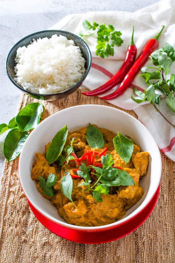 thai red curry chicken with pumpkin