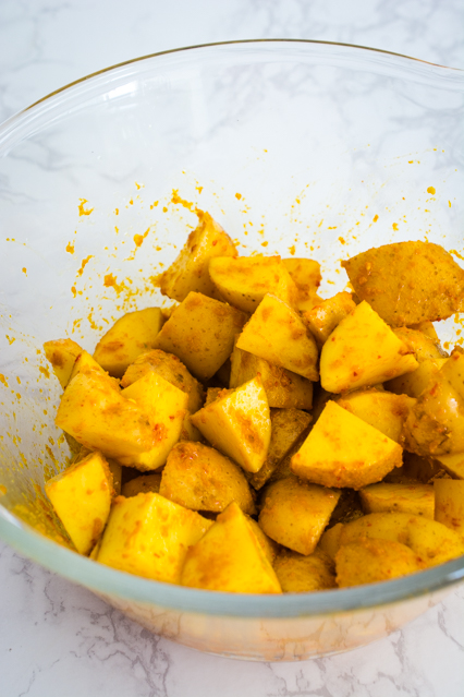 thai yellow curry roasted potatoes uncooked