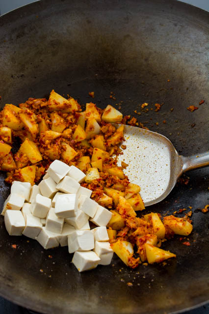 tofu and potato in sambal paste
