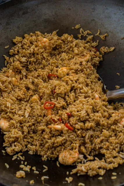 Indonesian Fried Rice in a wok