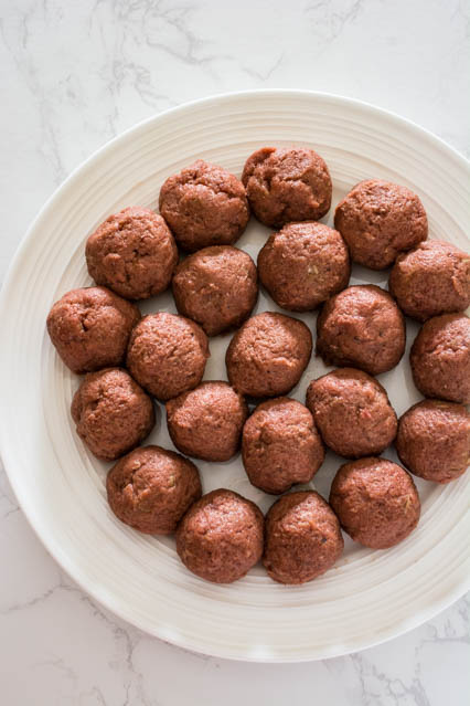 uncooked beef bulgogi meatballs