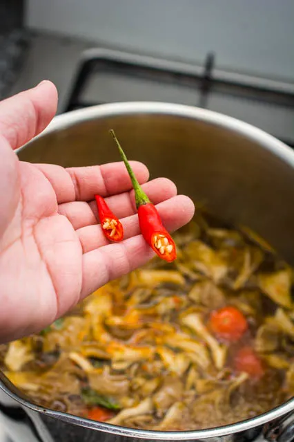 thai bird chili in tom yum soup