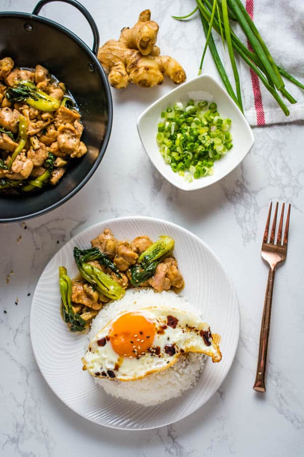 Stir-Fried Ginger Sesame Chicken with Bok Choy