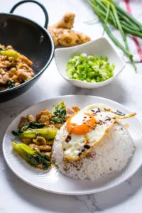 Stir-Fried Ginger Sesame Chicken with Bok Choy