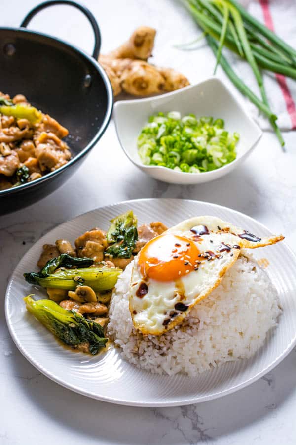 Stir-Fried Ginger Sesame Chicken with Bok Choy - Wok & Skillet