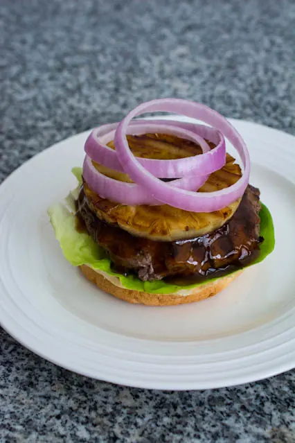 teriyaki burger on plate
