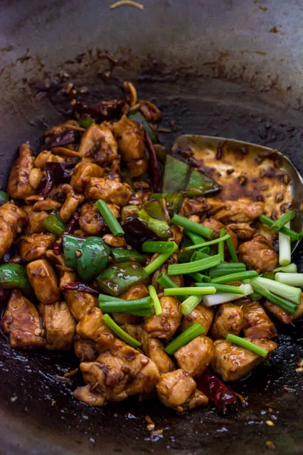 kung pao chicken in a wok