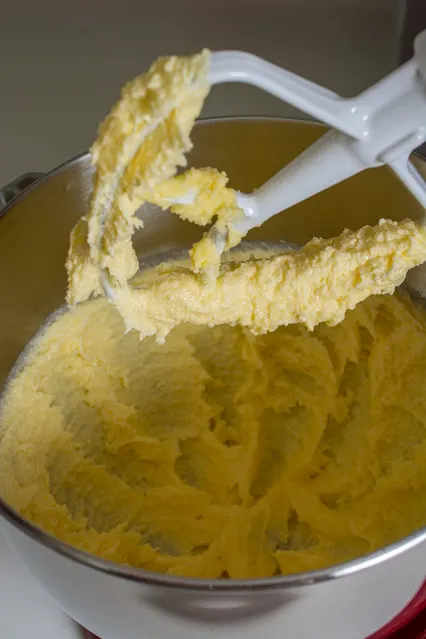 creamed butter in mixer