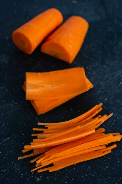 julienned carrots for veggie spring rolls