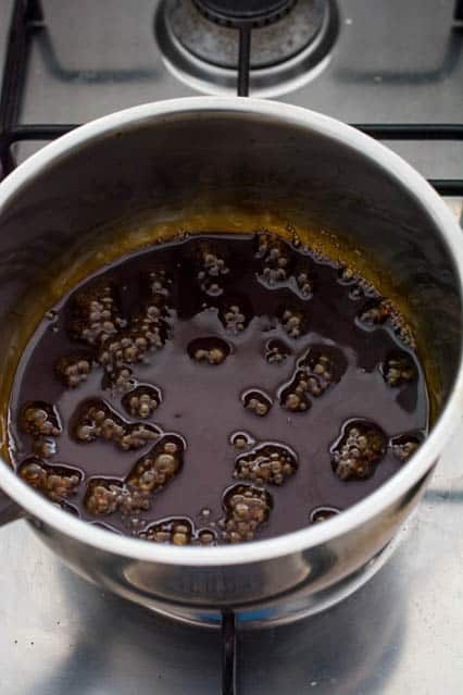 simmering homemade teriyaki sauce