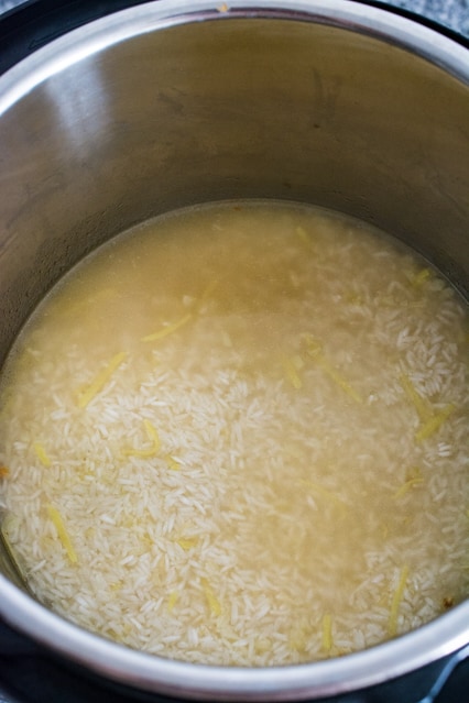 rice in chicken stock for Instant Pot