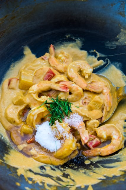 pineapple shrimp curry with aromatics