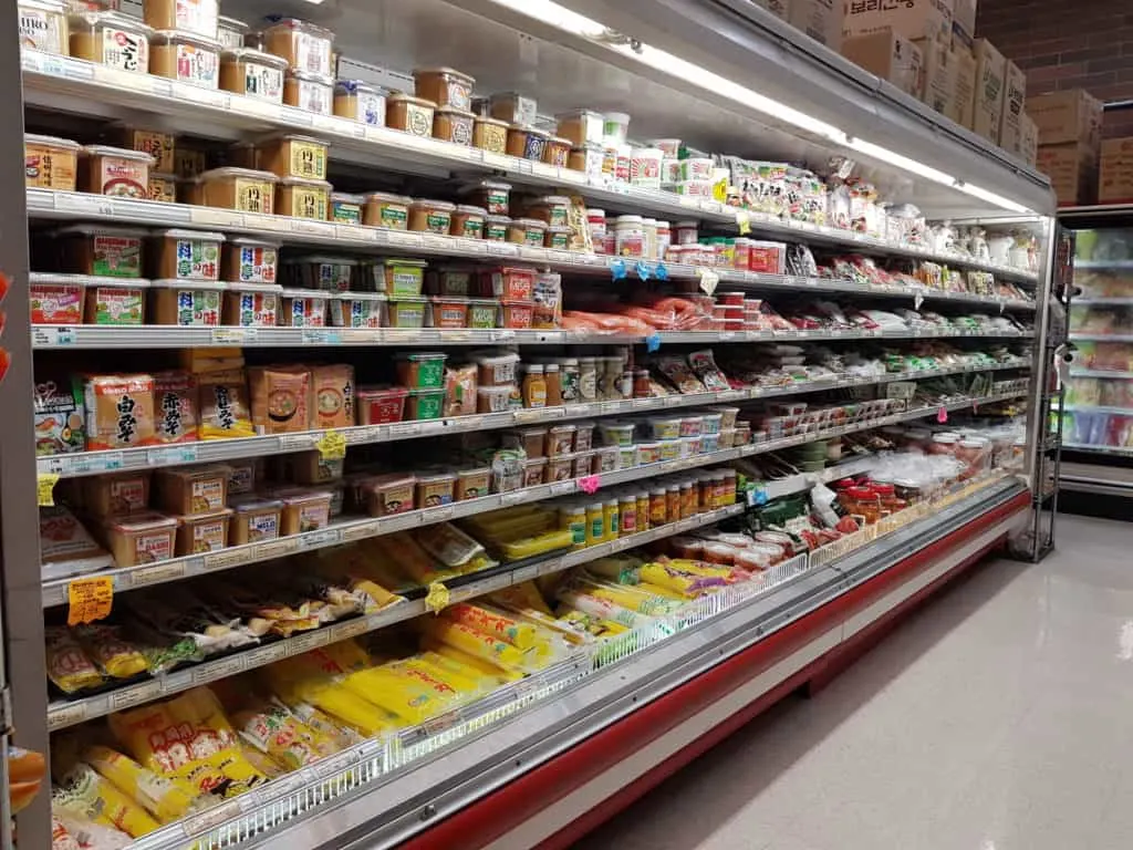 refrigerated foods at asian supermarket