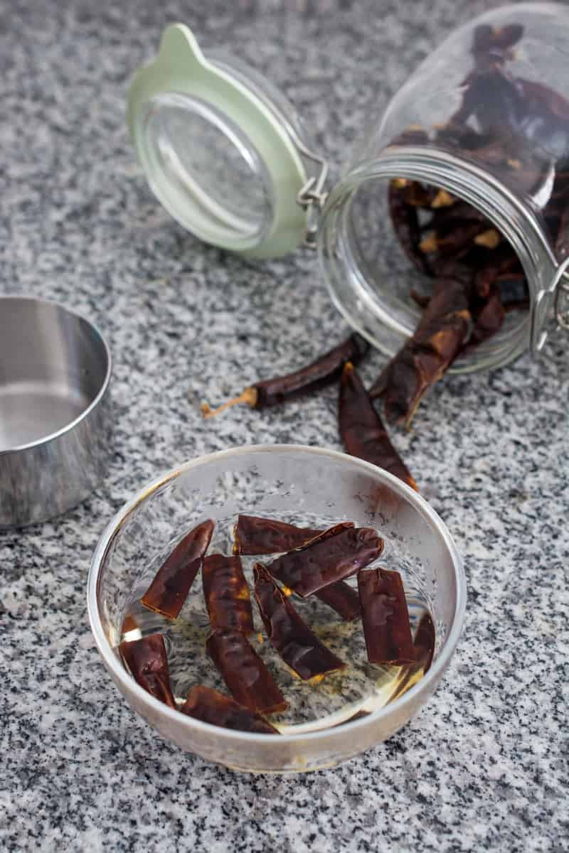 soaking red chilies