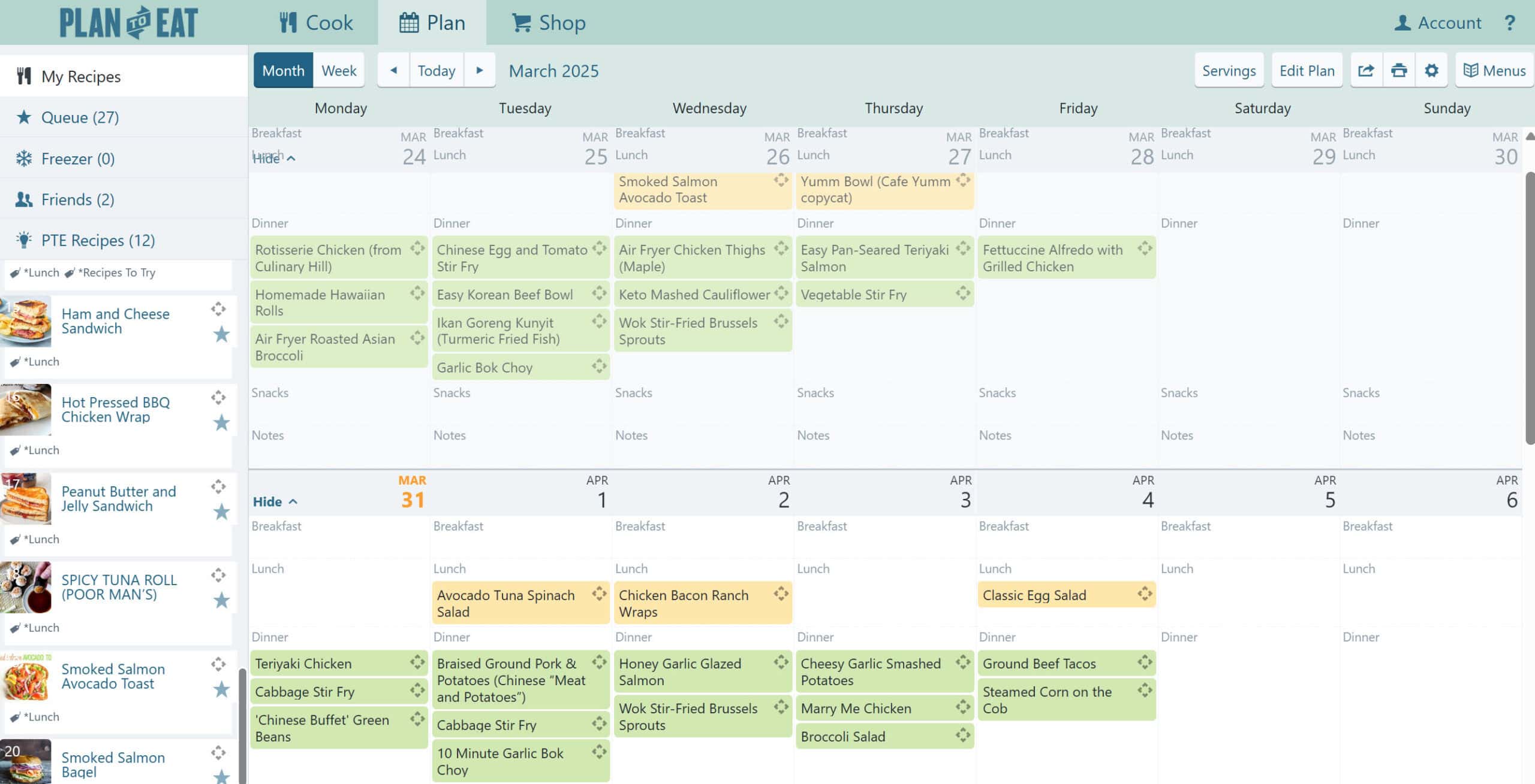 Plan view in plantoeat