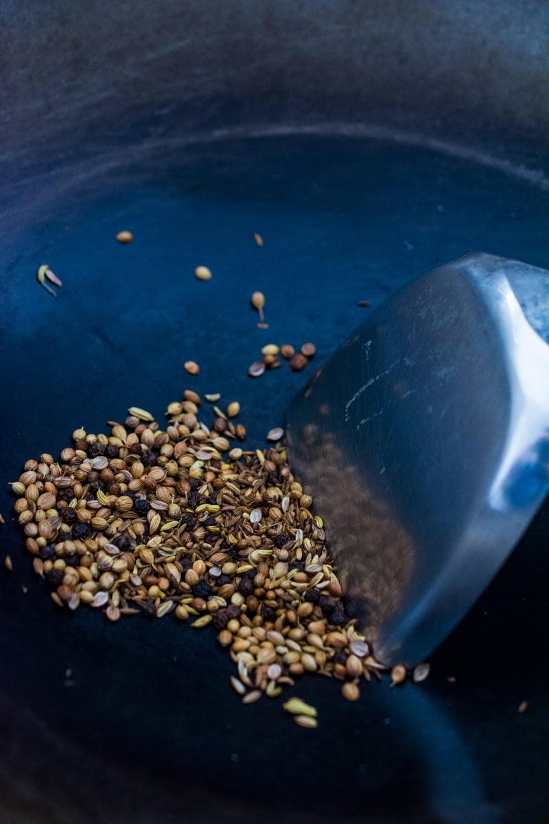 toasting spices for chicken curry